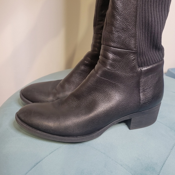 Kenneth Cole  Levon Black Leather Tall Riding Boots Size 10 - Picture 4 of 16